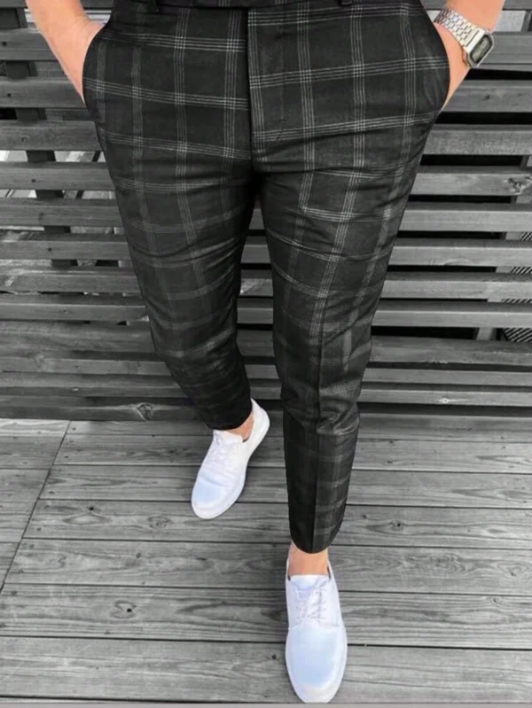 Pantalon de costume droit à carreaux pour homme