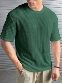 T-shirt décontracté en tricot gaufré pour homme