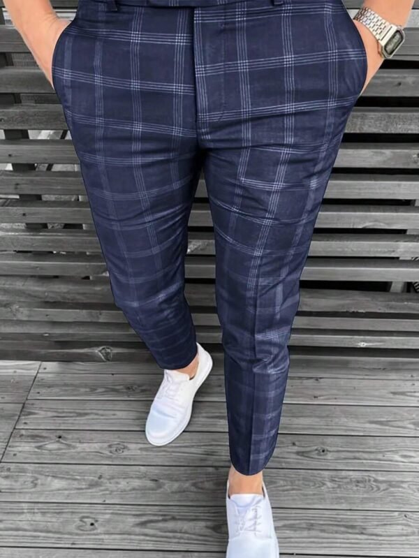 Pantalon de costume droit à carreaux pour homme – Image 3