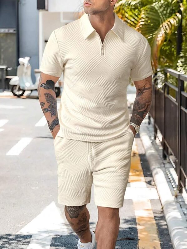 Ensemble t-shirt et short à col en V et demi-zip pour homme Manfinity Homme