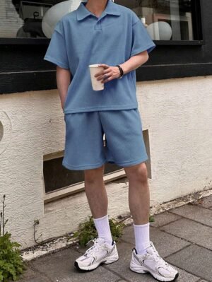 Ensemble polo uni à manches courtes et short à poches pour homme DAZY pour l'été