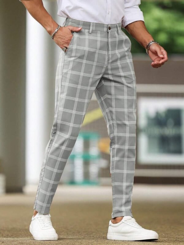 Pantalon de costume droit à carreaux pour homme – Image 2