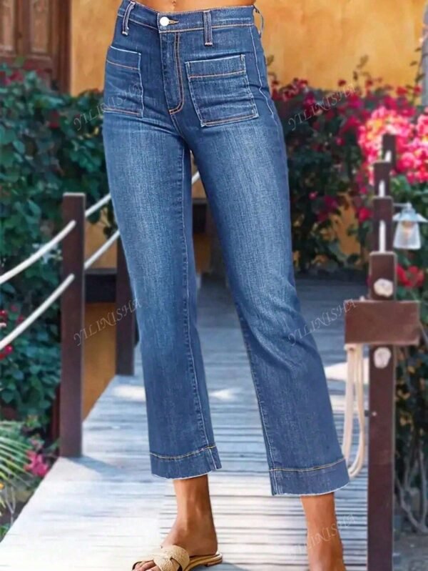 Jean skinny extensible délavé style western pour femme – Image 3