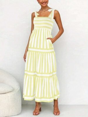 Robe longue bohème d'été sans manches pour femme