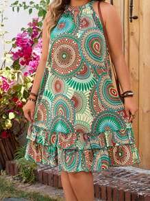 Robe mi-longue à imprimé tendance pour femme