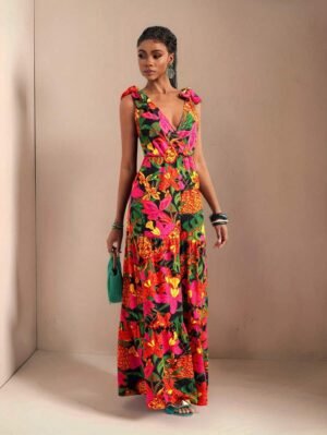 Slaydiva 2025 Combinaison sans manches à imprimé floral pour femme