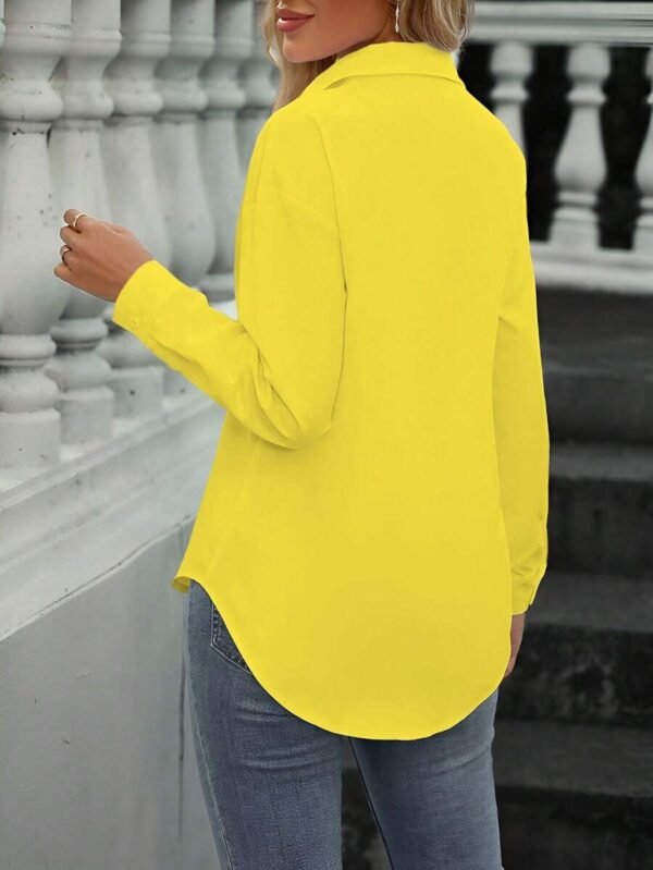Chemise décontractée brodée de couleur unie pour femme – Image 2